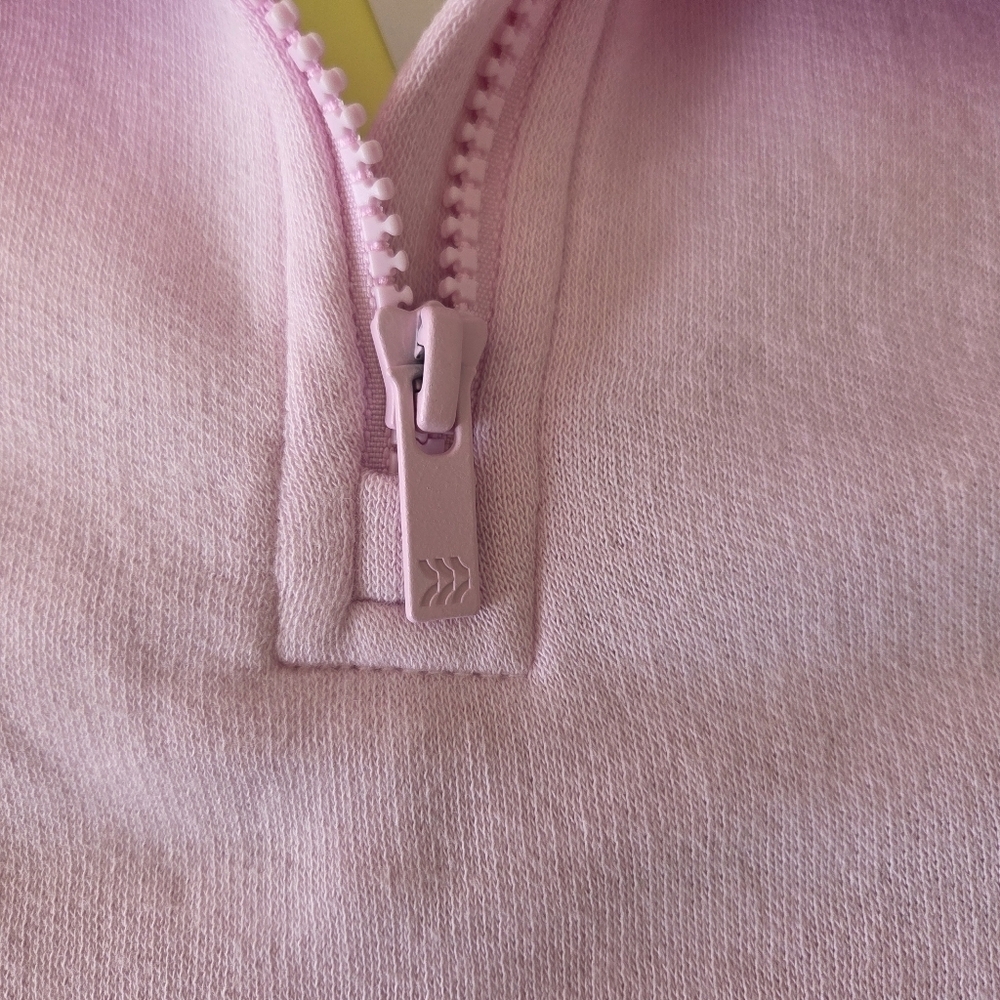Girls' Medium (8) Pink 1/2 Zip Cotton Fleece Sweatshirt Pullover Thumb Hole New - Picture 4 of 12